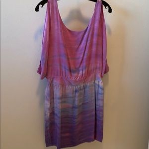 Gypsy tie dye pink blue purple silk dress NWT